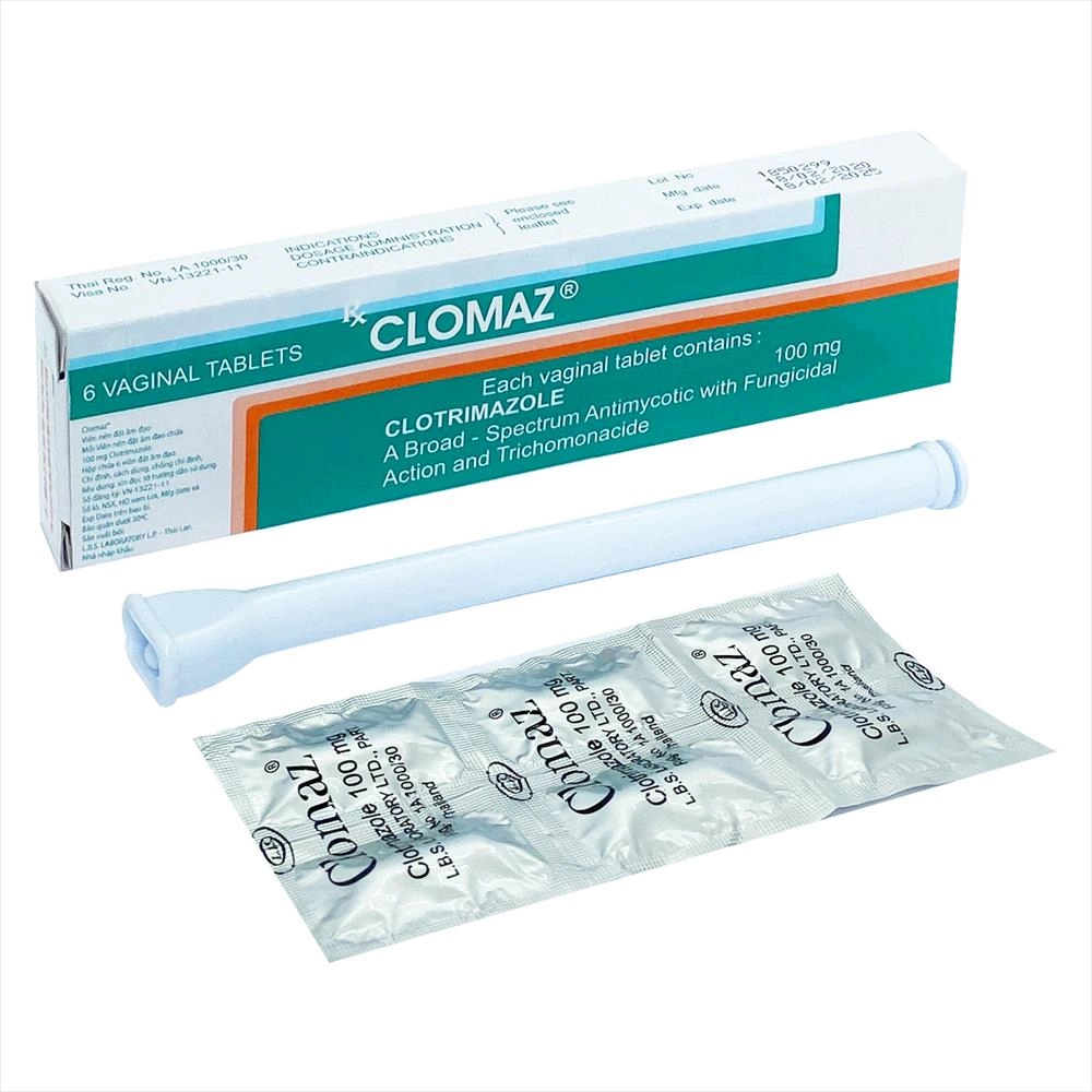 Viên đặt âm đạo trị nhiễm khuẩn CLOMAZ hộp 6 viên