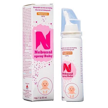 Dung dịch xịt mũi ưu trương cho trẻ từ 3 tháng tuổi Nebusal spray Baby hộp 1 lọ 50ml