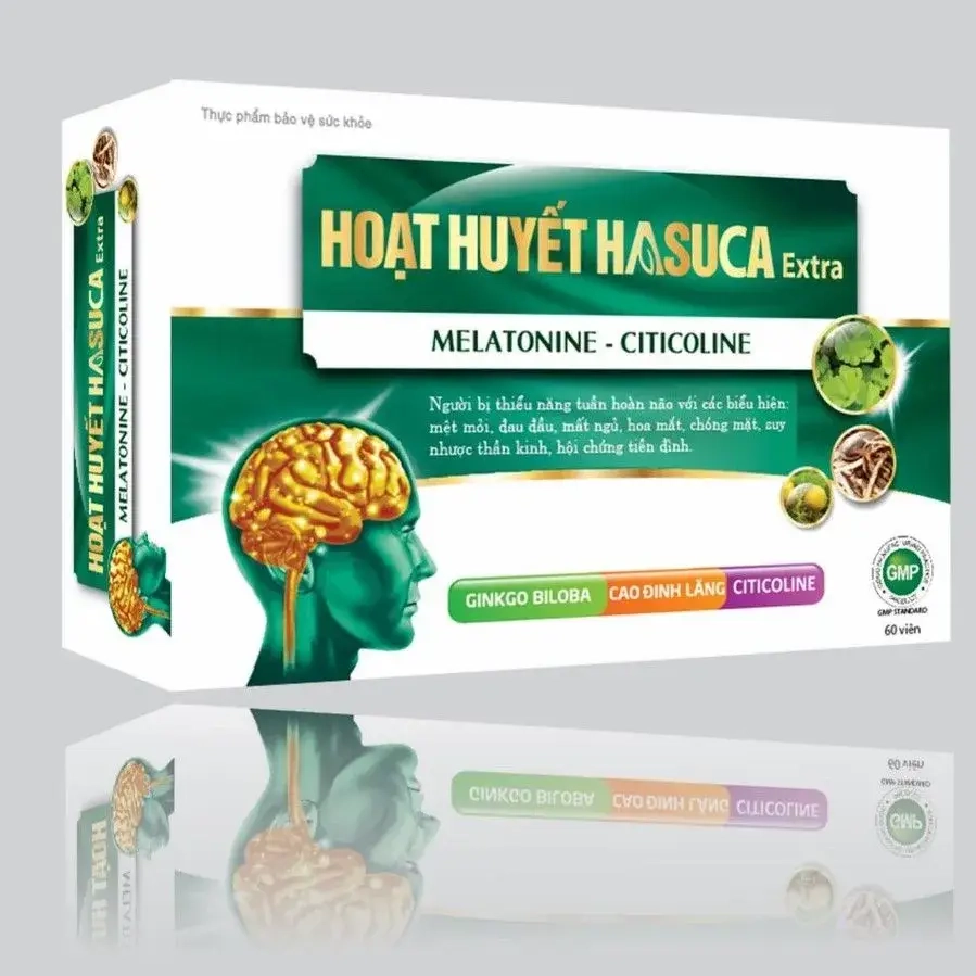 Tăng cường tuần hoàn máu não Hoạt Huyết Hasuca Extra hộp 6 vỉ x 10 viên