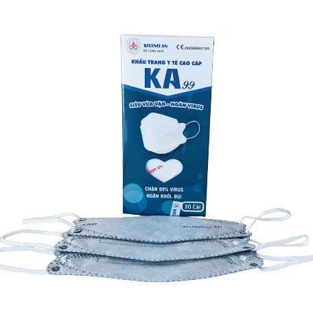 Khẩu trang y tế cao cấp Khánh An KA 99 (xám) hộp 30 cái