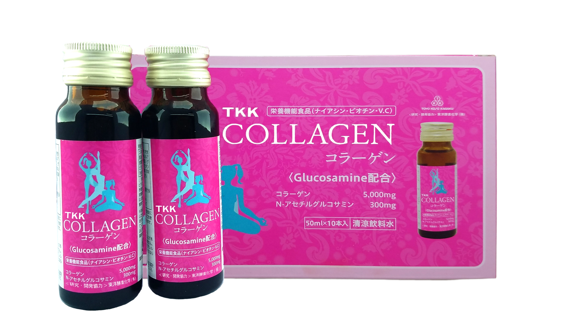 Nước uống bổ sung Collagen TKK Collagen Glucosamine hộp 10 chai
