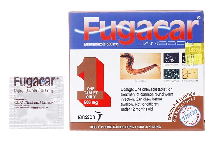 Thuốc tẩy giun Fugacar (chocolate flavour) hộp 1 viên