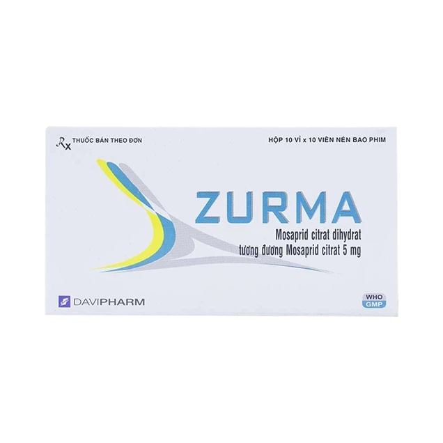 Điều trị các triệu chứng dạ dày, ruột Zurma 5mg DaviPharm hộp 10 vỉ x 10 viên