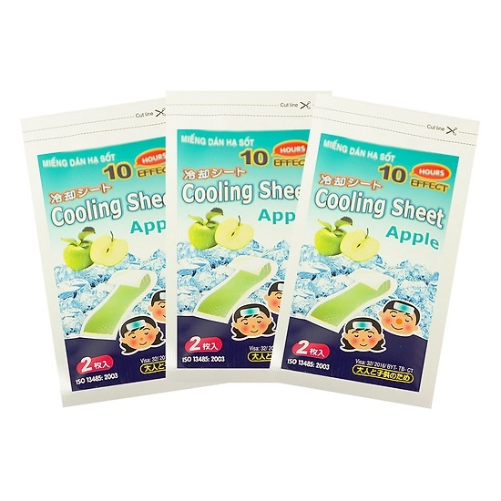 Miếng dán hạ sốt COOLING SHEET APPLE hộp 3 gói x 2 miếng