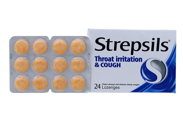 Viên ngậm trị đau họng Strepsils Throat Irritation & Cough hộp 24 viên