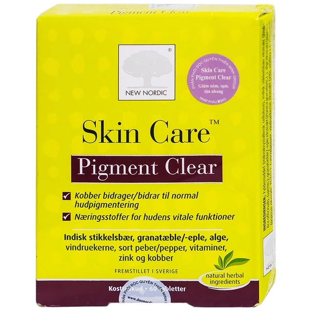 Giảm các vết thâm nám, sạm, tàn nhang Skin Care Pigment Clear New Nordic hộp 1 lọ 60 viên