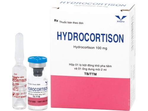 Thuốc kháng viêm HYDROCORTISON Bidiphar hộp 1 lọ bột đông khô pha tiêm + 1 ống dung môi 2ml