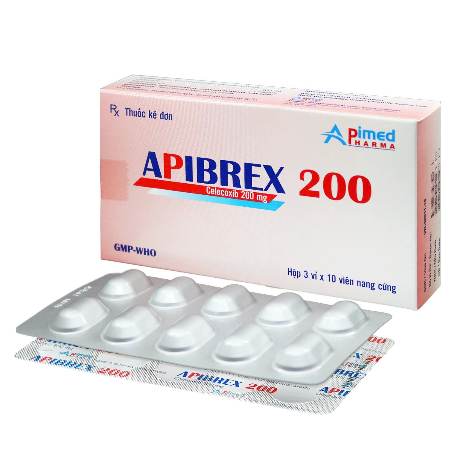 Điều trị triệu chứng của thoái hóa khớp APIBREX 200 hộp 3 vỉ x 10 viên