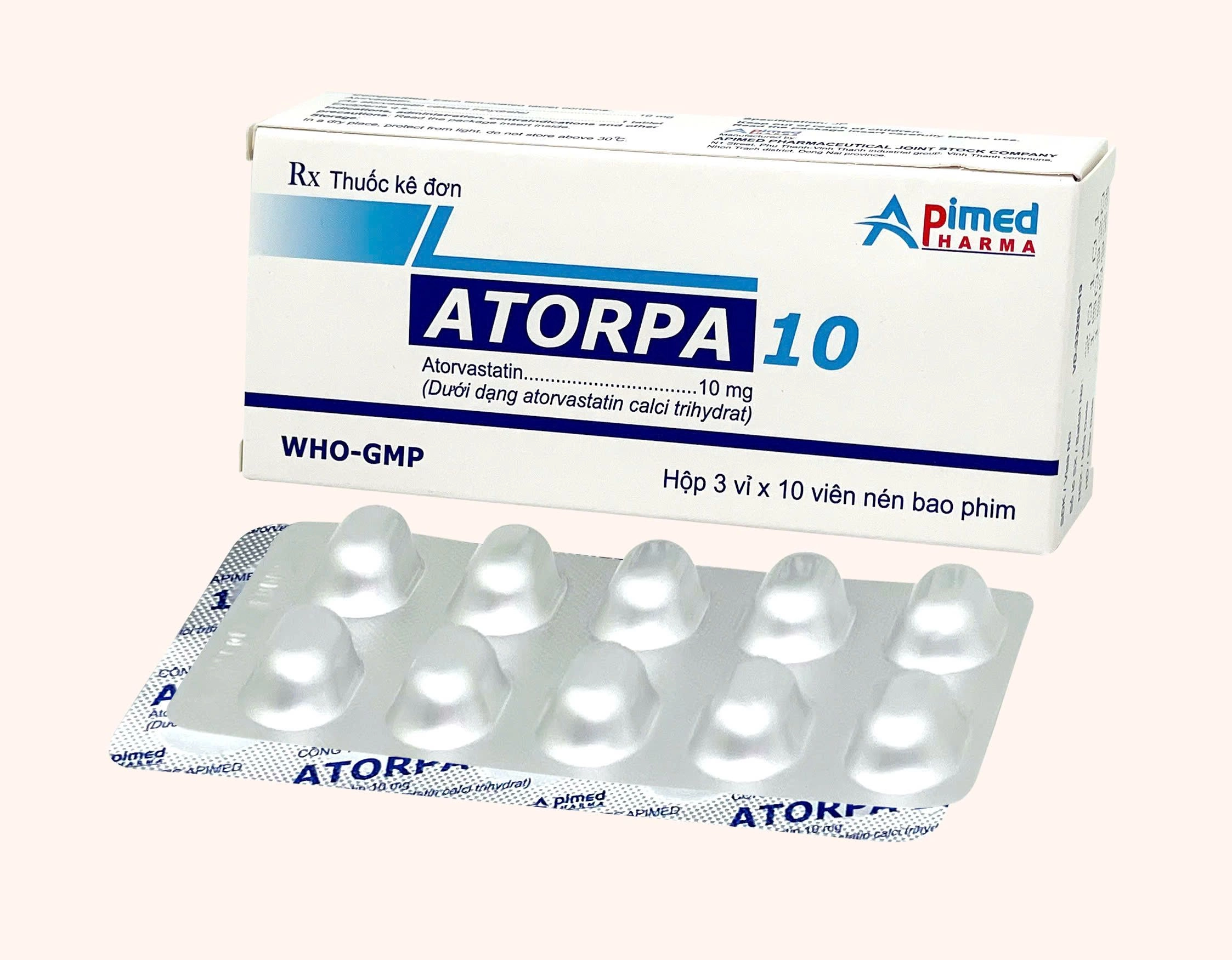 Thuốc điều trị hạ mỡ máu ATORPA 10 hộp 3 vỉ x 10 viên