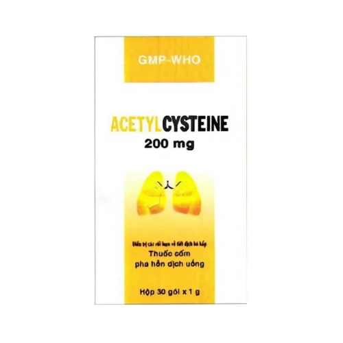 Thuốc điều trị bệnh hô hấp Acetylcysteine 200mg Donaipharm hộp 20 gói x 1g