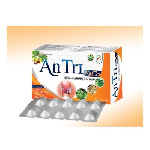 Hỗ trợ giảm nguy cơ táo bón và trĩ An Tri Faco hộp 3 vỉ x 10 viên