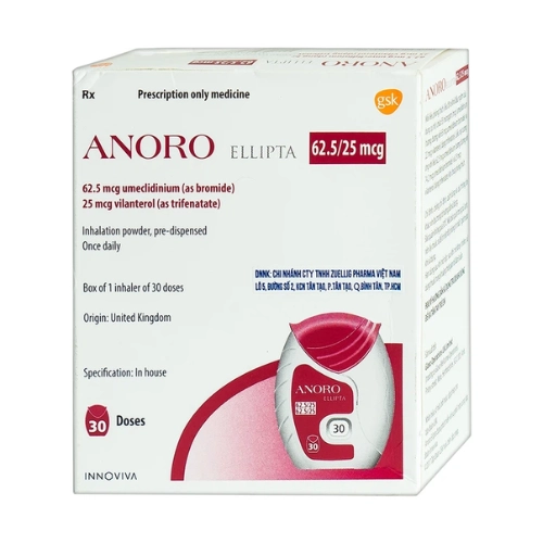 Thuốc xịt hen suyễn Anoro Ellipta 62.5/25mcg GSK hộp 30 liều