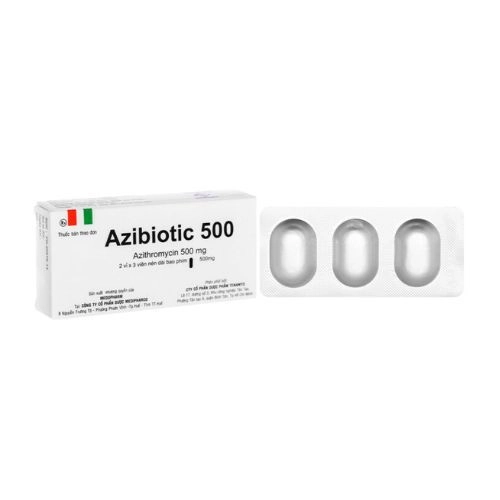 Thuốc kháng sinh Azibiotic 500mg Mediphaco hộp 2 vỉ x 3 viên