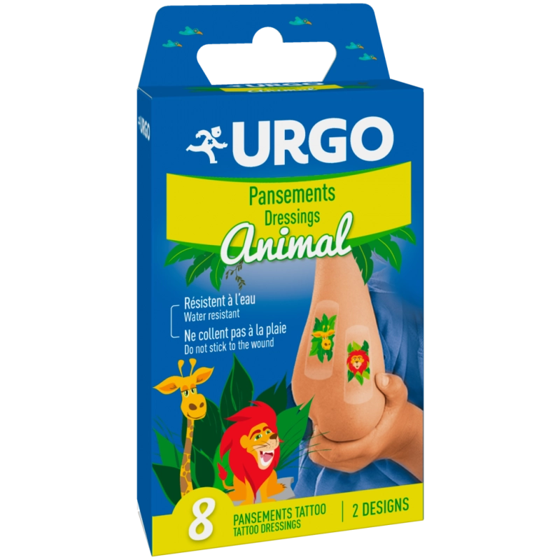 Băng keo cá nhân dành cho trẻ em URGO TATTOO DRESSING hộp 8 miếng 2,5 x 7,2cm