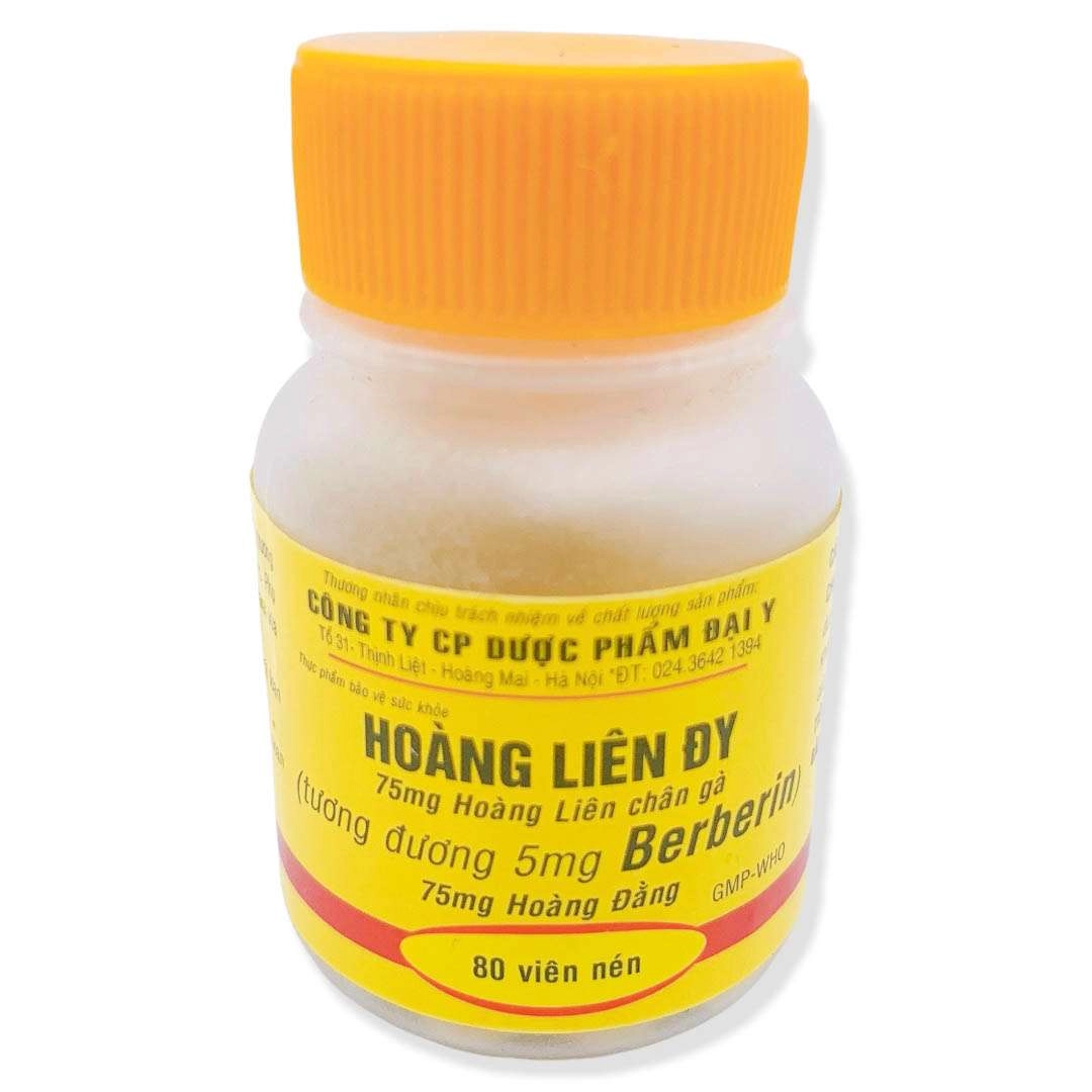 Thực phẩm bảo vệ sức khỏe HOÀNG LIÊN ĐY (Berberin) lọ 80 viên nén