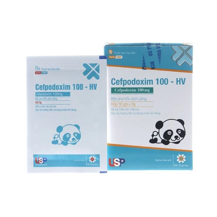 Thuốc kháng sinh Cefpodoxim 100 - HV hộp 10 gói x 3g