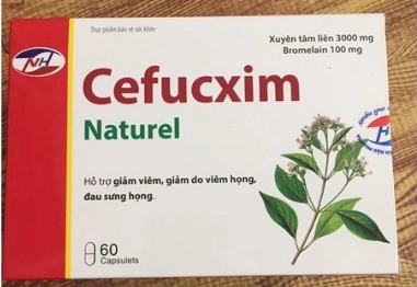 Hỗ trợ giảm viêm họng, đau sưng họng Cefucxim Naturel hộp 60 viên
