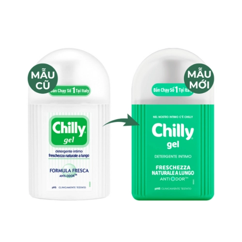 Dung dịch vệ sinh phụ nữ Chilly gel Tươi Mát (xanh lá) chai 200ml