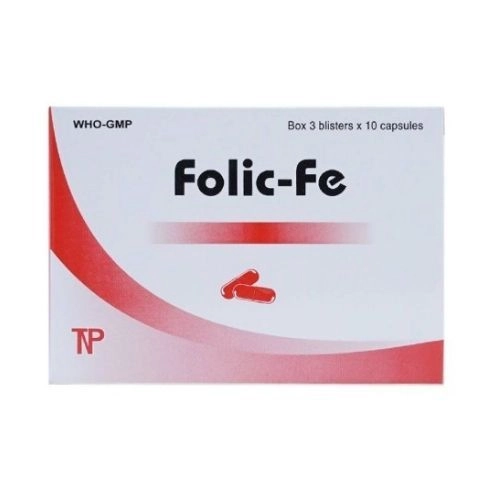 Điều trị và dự phòng tình trạng thiếu sắt và thiếu acid folic Folic-Fe hộp 3 vỉ x 10 viên