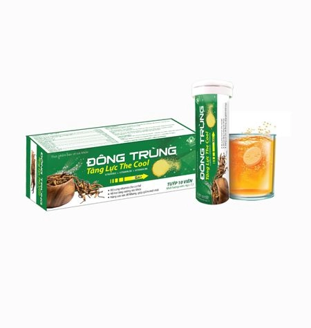 Hỗ trợ tăng cường sức khỏe Đông Trùng Tăng Lực The Cool hộp 1 tuýp x 10 viên