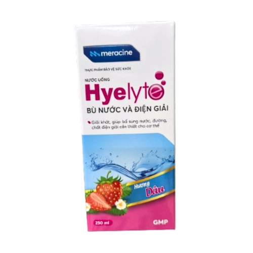 Dung dịch uống giúp giải khát, đường và chất điện giải hương dâu Hyelyte hộp 1 chai 250ml