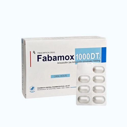 Thuốc kháng sinh Fabamox 1000 DT hộp 3 vỉ x 7 viên