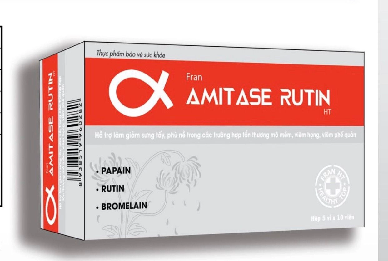 Hỗ trợ giảm sưng tấy, phù nề Fran AMITASE RUTIN HT hộp 5 vỉ x 10 viên