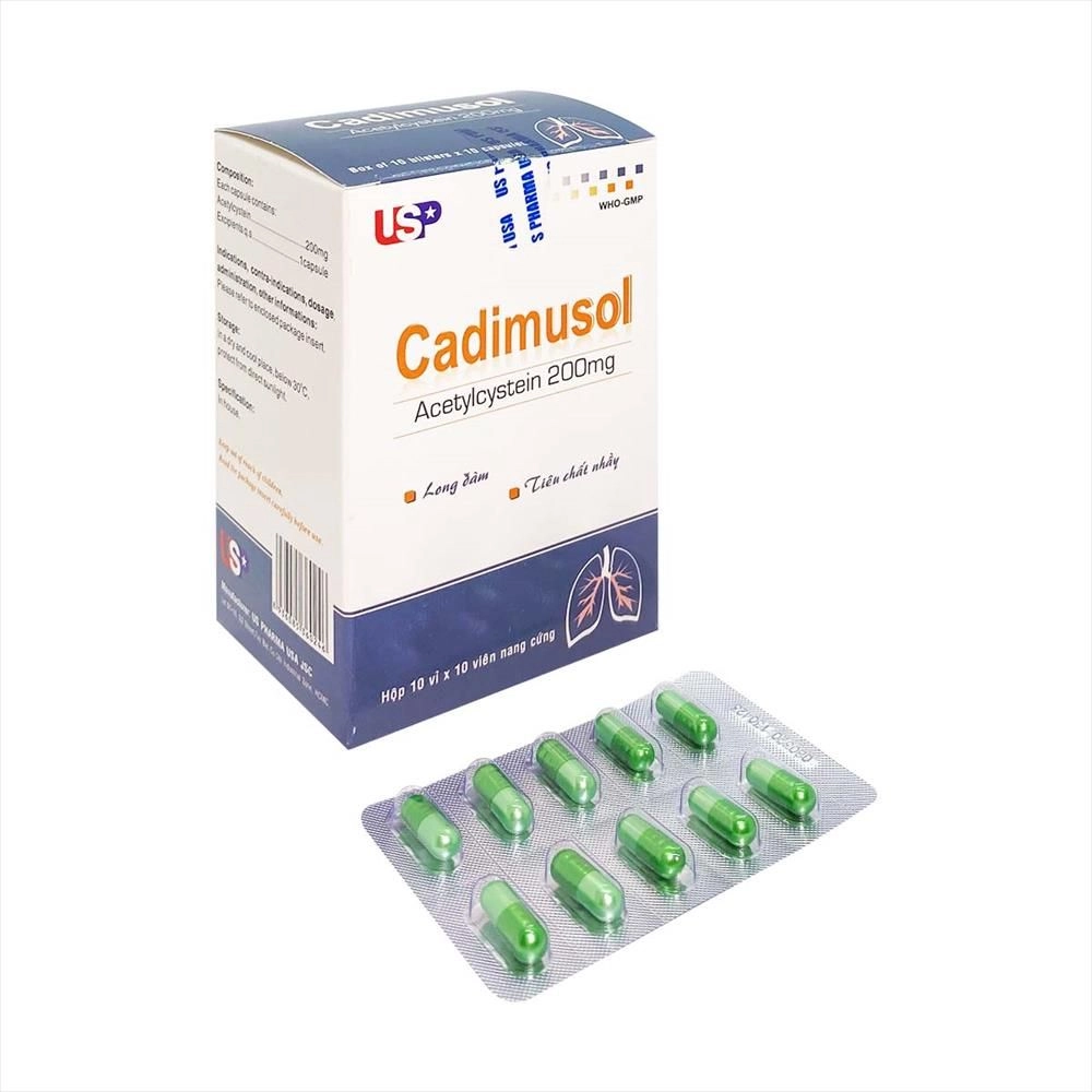 Thuốc tiêu nhầy, long đờm Cadimusol hộp 10 vỉ x 10 viên nang cứng