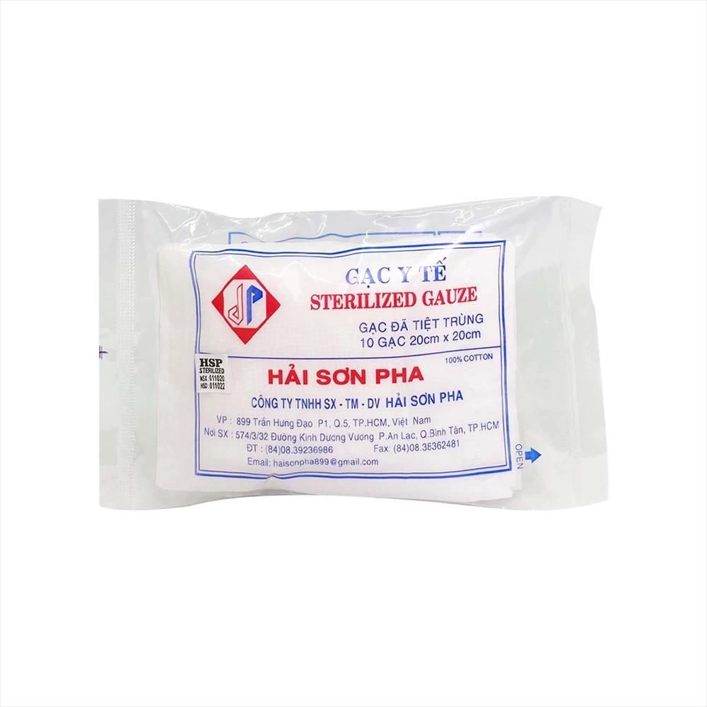 Gạc y tế tiệt trùng Hải Sơn Pha gói 10 miếng 20cm x 20cm