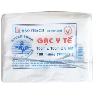 Gạc y tế 10cm x 10cm x 6 lớp Bảo Thạch gói 100 miếng