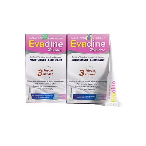 Gel phụ khoa dưỡng ẩm, bôi trơn âm đạo Evadine Moisture hộp 3 tuýp x 5ml