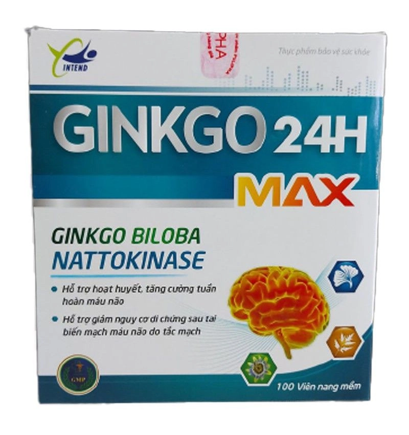Hỗ trợ hoạt huyết, tăng cường tuần hoàn não Ginkgo 24H Max hộp 100 viên