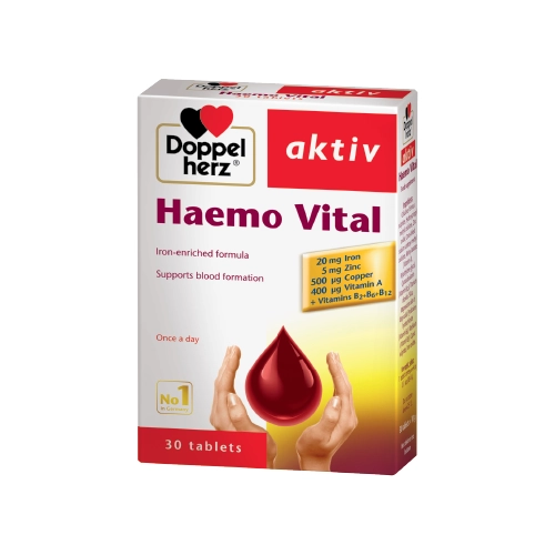 Viên uống bổ sung sắt Aktiv Haemo Vital (Doppelherz) hộp 2 vỉ x 15 viên.