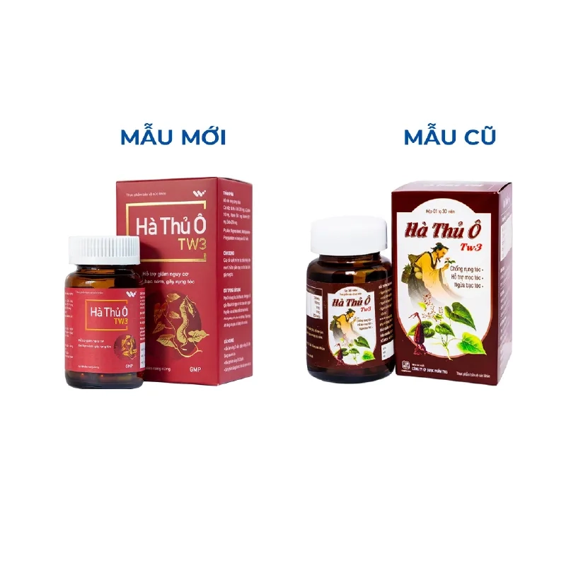 Hỗ trợ giảm nguy cơ tóc bạc sớm, gãy rụng tóc Hà Thủ Ô TW3 hộp 1 lọ 60 viên