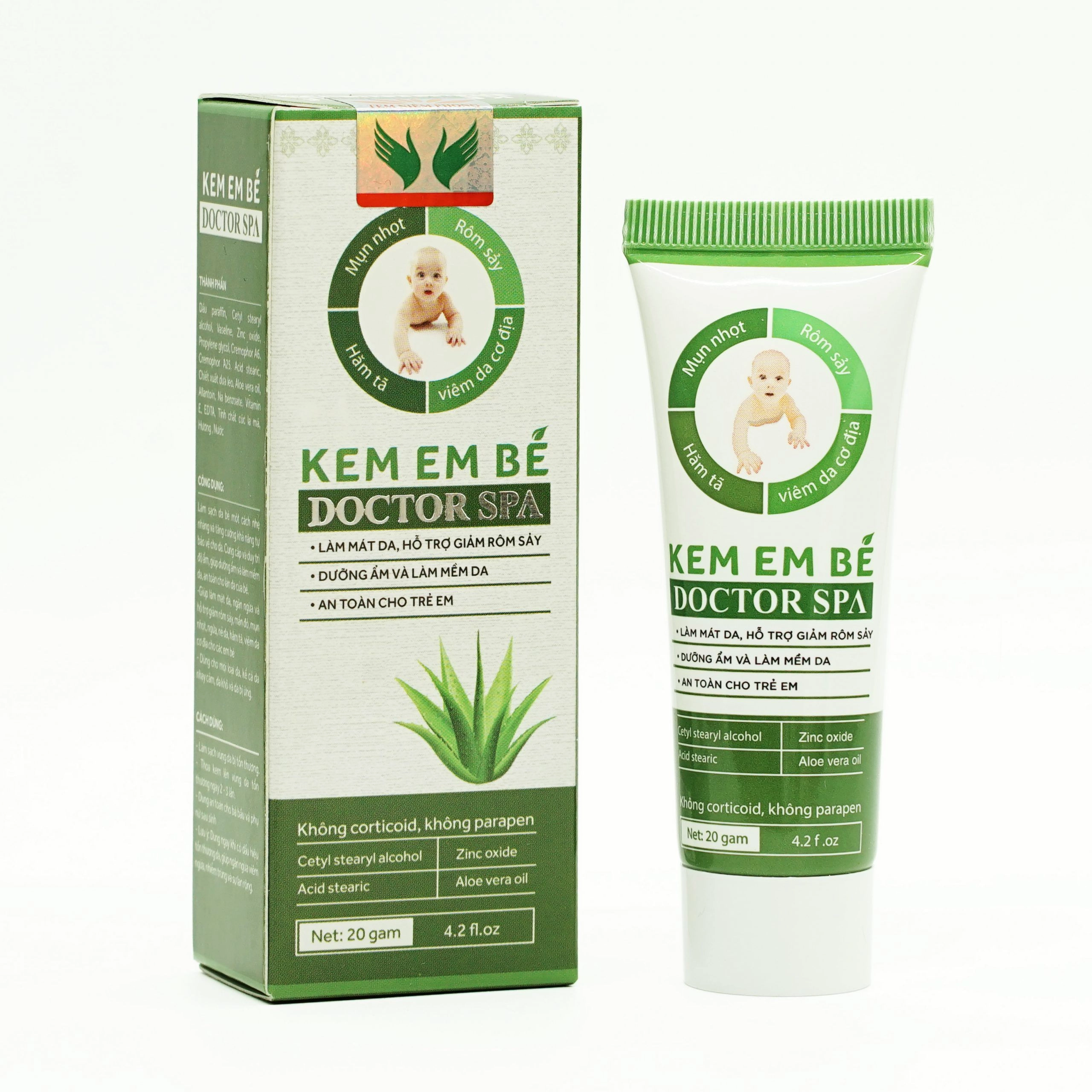 Hỗ trợ giảm rôm sảy, làm mát da Kem Em Bé DOCTOR SPA hộp 1 tuýp 20g