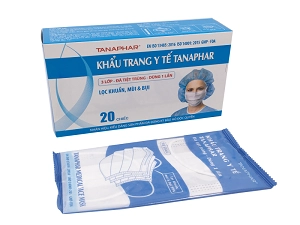 Khẩu trang y tế Tanaphar 3 lớp (màu trắng) hộp 20 cái