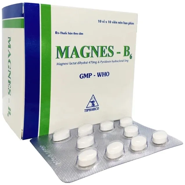 Giảm các triệu chứng thiếu hụt magnesi, nôn mửa, khó chịu Magnes - B6 Tipharco hộp 10 vỉ x 10 viên