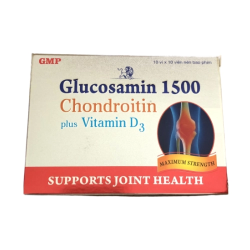 Viên uống bổ xương khớp Glucosamin 1500 Chondroitin Plus Vitamin D3 (Mediphar USA) hộp 10 vỉ x 10 viên