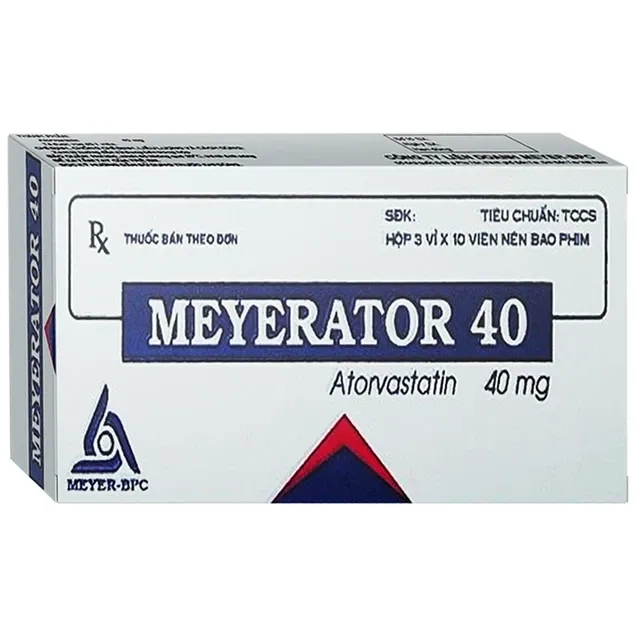 Điều trị bệnh lý rối loạn lipid máu Meyerator 40 Meyer - BPC hộp 3 vỉ x 10 viên