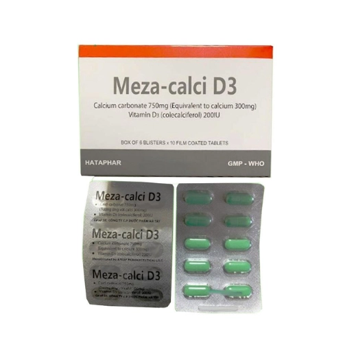 Viên uống bổ sung calci Meza-Calci D3 hộp 6 vỉ x 10 viên