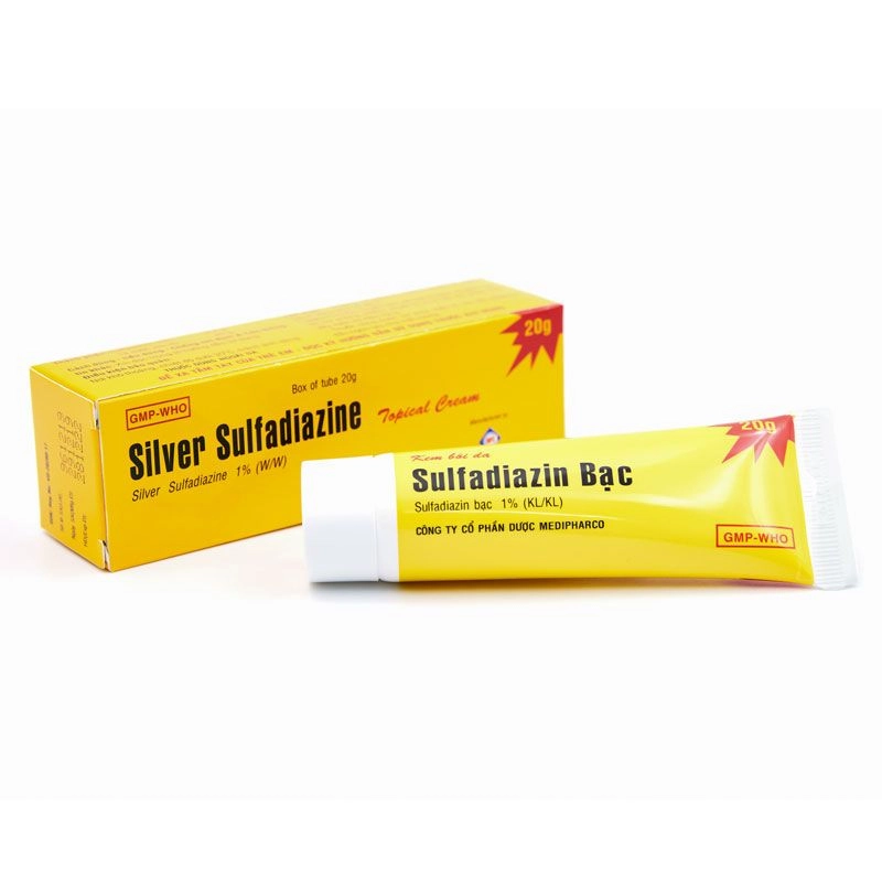 Kem bôi trị bỏng Silver Sulfadiazine Bạc (Medipharco) hộp 1 tuýp 20g