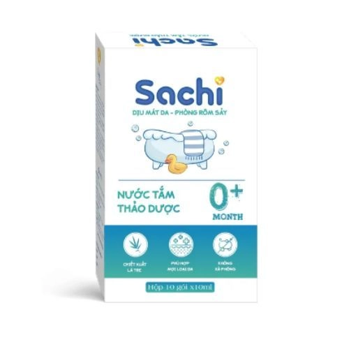 Nước Tắm Thảo Dược An Toàn Cho Bé SACHI hộp 10 gói x 10ml