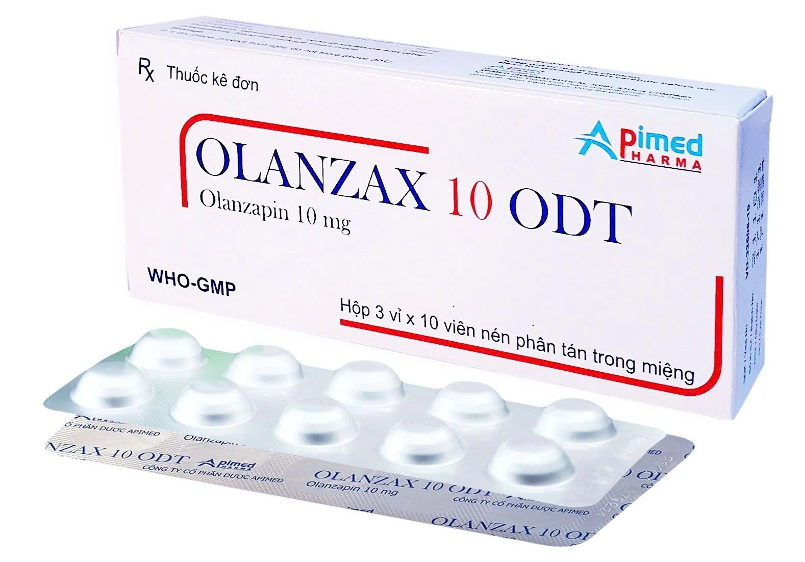 Thuốc tâm thần OLANZAX 10 ODT hộp 3 vỉ x 10 viên