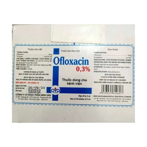 Thuốc nhỏ mắt Ofloxacin 0,3% Minh Dân hộp 20 lọ 5ml