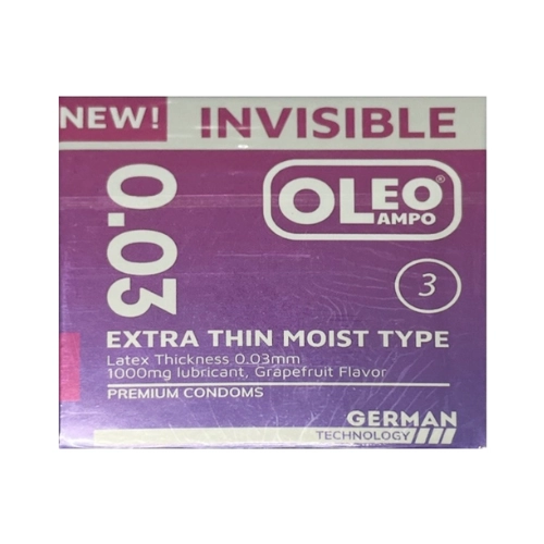 Bao cao su  siêu mỏng Oleo Invisible Extra Thin 003 hộp 3 cái
