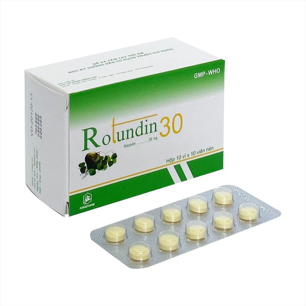 Thuốc trị mất ngủ Rotundin 30 Donaipharm hộp 10 vỉ x 10 viên nén