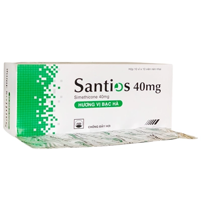 Thuốc trị đầy hơi, khó tiêu Santios 40mg hộp 10 vỉ x 10 viên