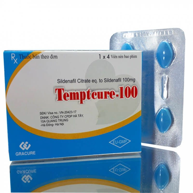 Thuốc trị rối loạn cương dương Temptcure - 100 hộp 1 vỉ x 4 viên nén bao phim