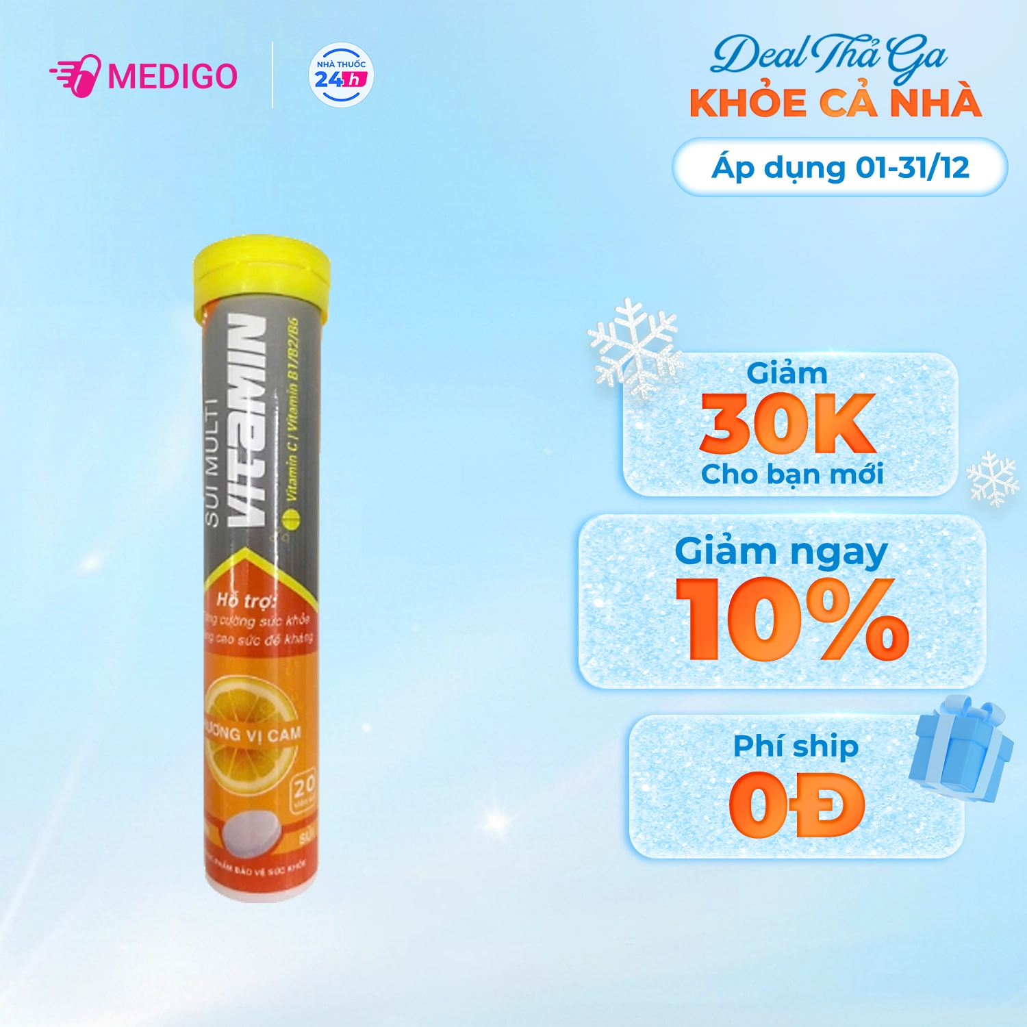 Hỗ trợ tăng cường sức đề kháng Multi Vitamin Ecosun tuýp 20 viên