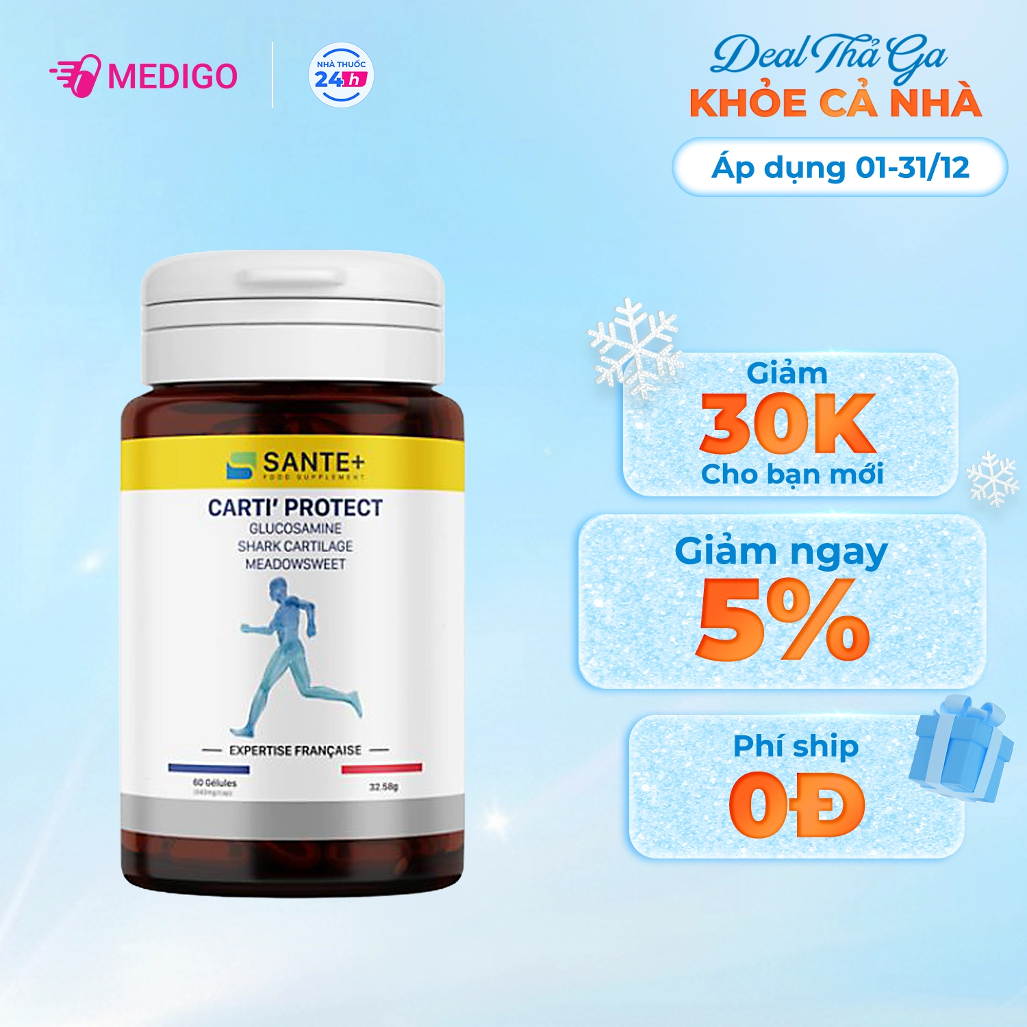 Viên uống bổ sung dưỡng chất cho khớp CARTI' PROTECT hộp 60 viên